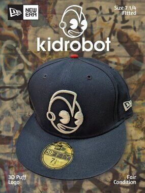 NEW ERA 59Fifty kidrobot Dark Blue Fitted Hat SIZE 7 1/4